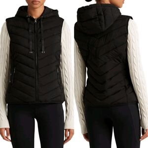 Lauren Ralph Lauren Black Label Stretch Hooded Vest Black